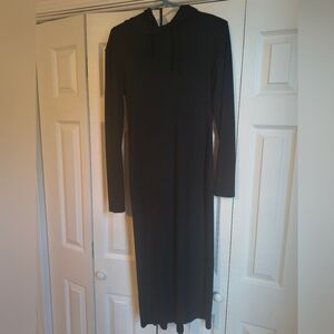 Black Hooded Long Sleeve Dress